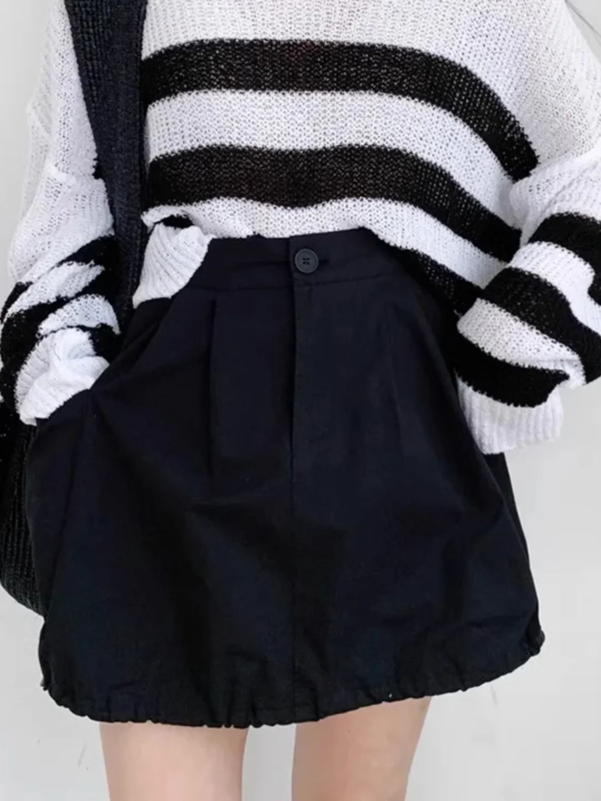 

Summer New A-Line Skirt Women's Chic Unique Design Workwear Dstring High Waist Versatile ort Flower Bud Skirt
