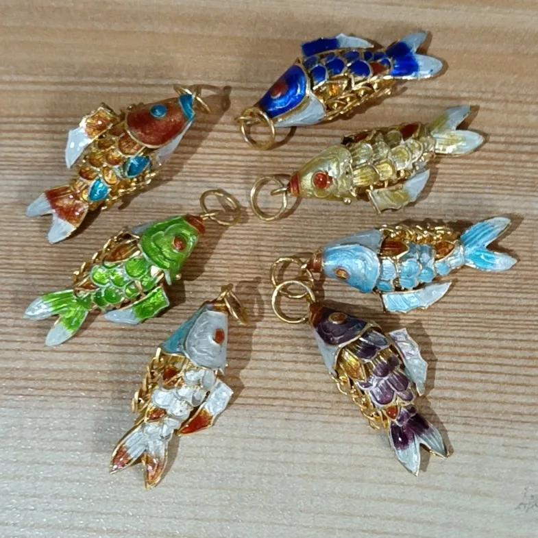 

Cloisonne Enamel Small Goldfish Charms Traditional Handcraft Fish Pendant Animal Accessories Making Jewelry Bracelet Earrings