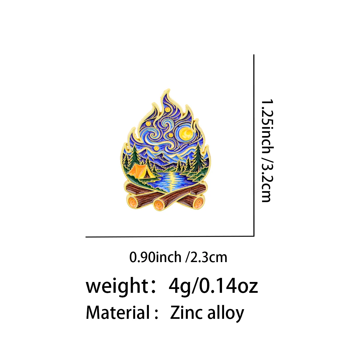 Outdoor Bonfire Enamel Pin Starry Sky Brooch Pines Lapel Pins Badge on Backpack Clothing Accessories Art Jewelry Gifts