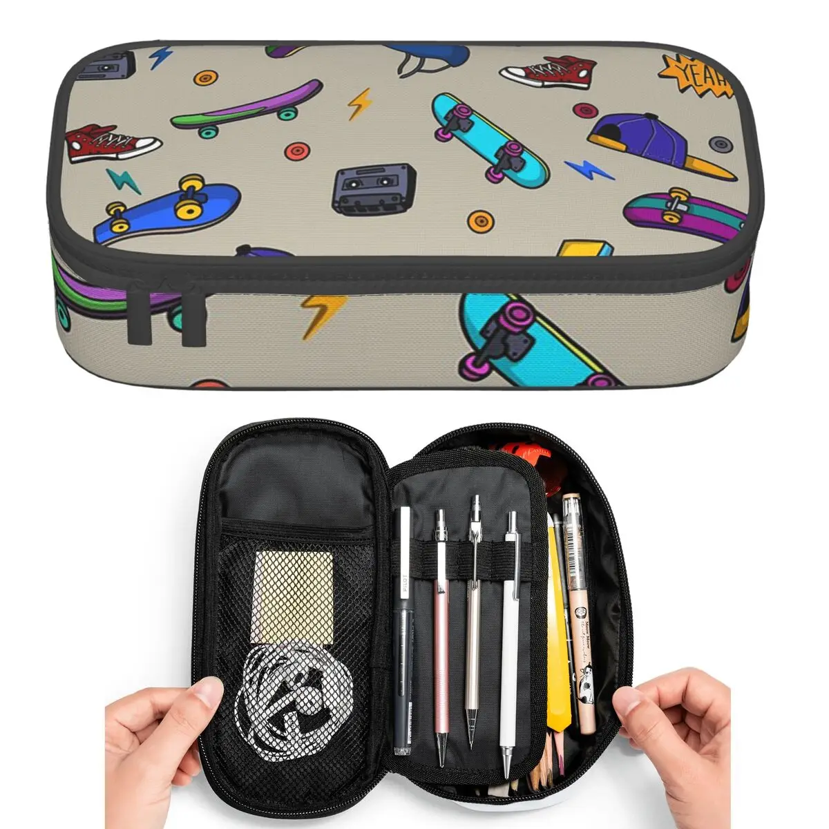 

Пеналы с мультяшным граффити-принтом для студентов, вместительные пеналы-косметички, органайзеры для ручек