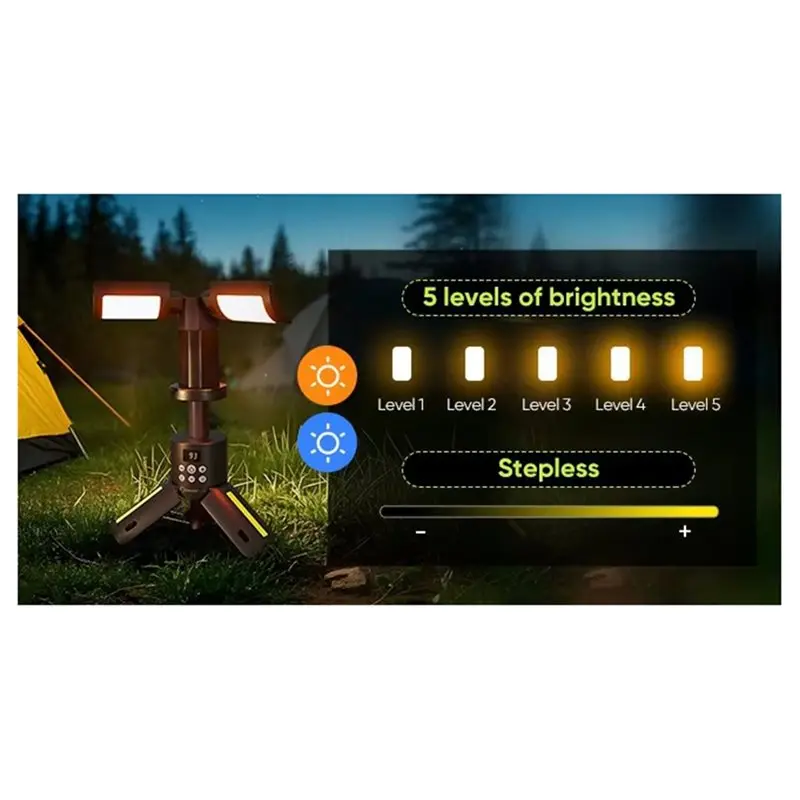 فانوس تخييم ABFI للأماكن الخارجية والمشي لمسافات طويلة مع بطارية 14000 مللي أمبير في الساعة، ضوء تصغير 6000LM، مغناطيسي، مقاوم للماء متعدد الأوضاع