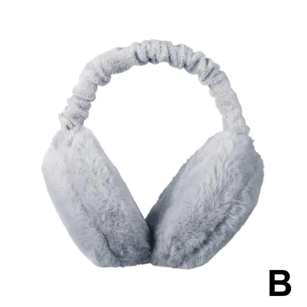 Soft Plush Ear Warmer Folding Warm Earmuffs Solid Color Comfortable Warm Earflap Winter Folding Ear Anti Freezing Muffs D8F7