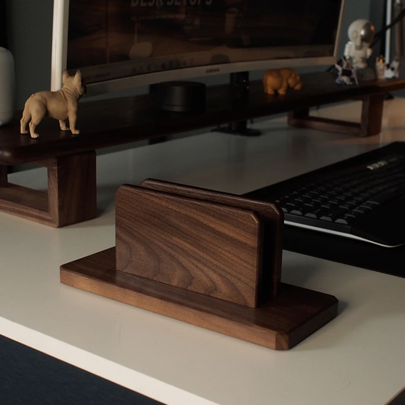 

Laptop stand computer stand Walnut vertical desktop storage base