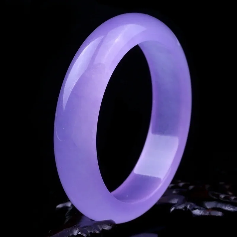 Genuine Natural Violet Jade Bangle Bracelet Fashion Charm Jewellery  Accessories Hand-Carved Amulet Gifts for Women Men