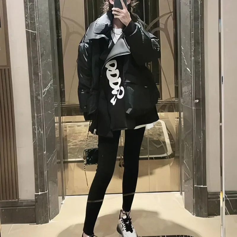 Winter New Letter Pattern Down Cotton Jacket Women's Versatile Loose  Thin Fashion Printed Bread Clothes Age Reduction Identify