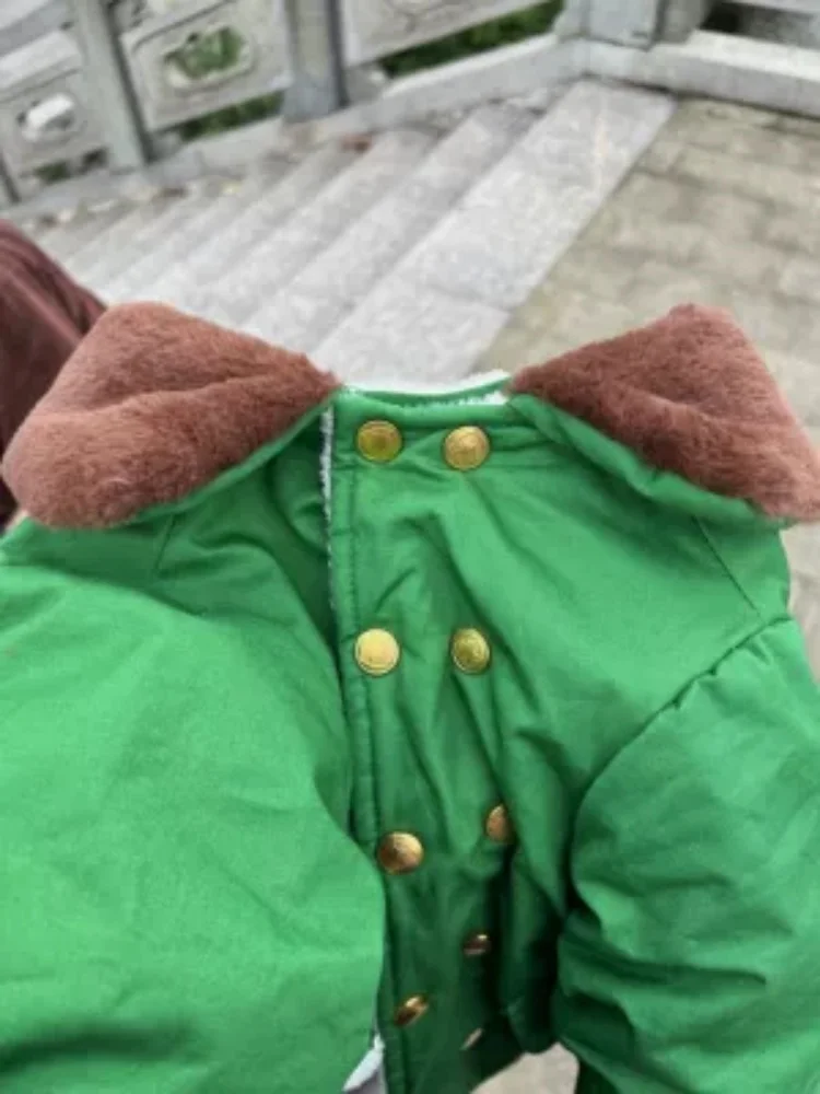 Pet Dog Large Dog Winter Cotton Coat Thickened And Warm Military Green Cotton Coat Labrador Gold