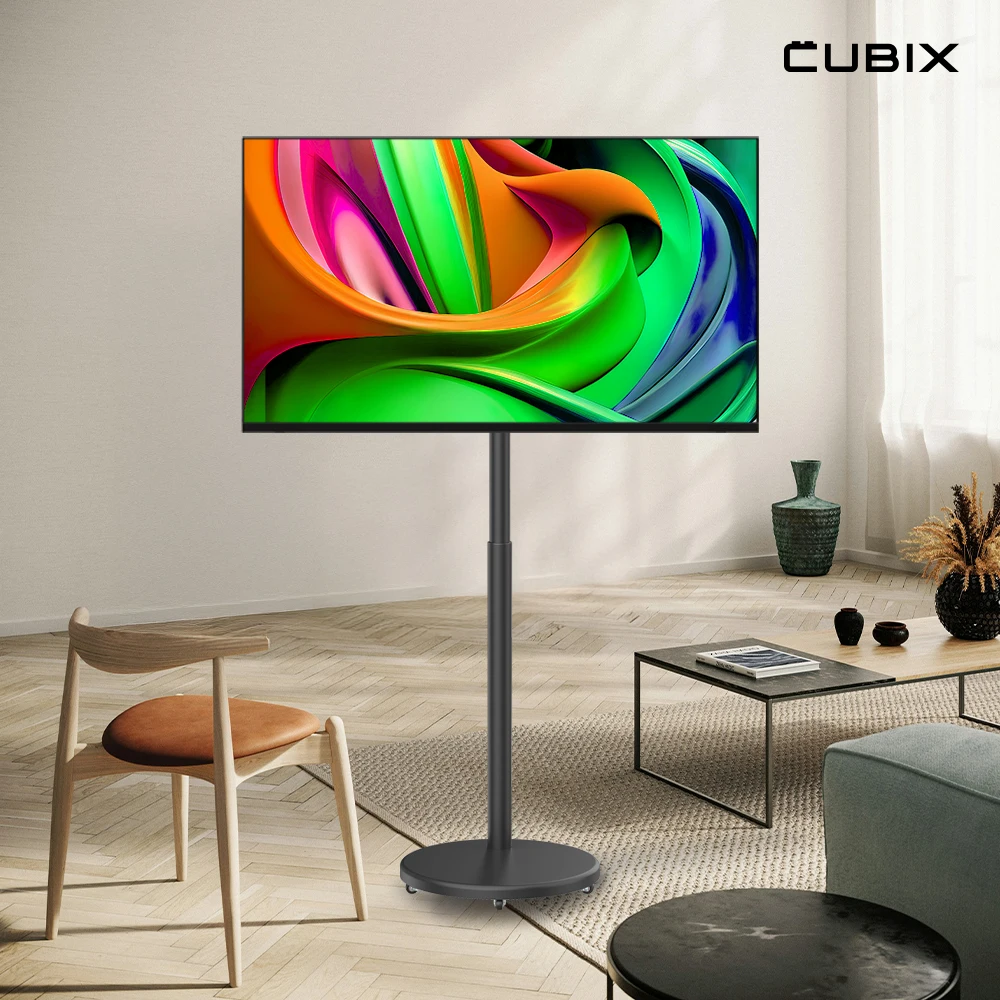 إصدار متحرك من Cubix باللون الأسود مقاس 43 بوصة 4k uhd samtan by me x1 مجموعة تلفزيون ذكي محمول samtenbyme xiaobaimi Stand by me