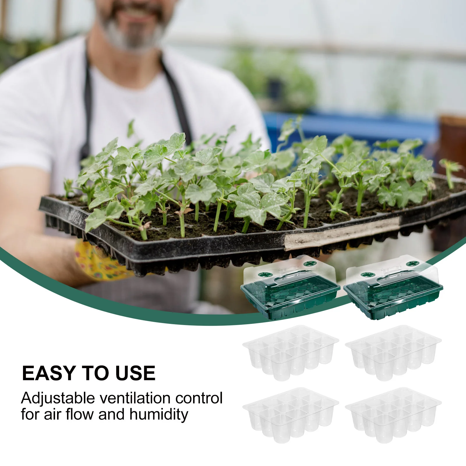 

1Set Large Propagator with Height Extender Garden Sprouter Tray Adjustable Ventilation Plant Germination Nursery Tray