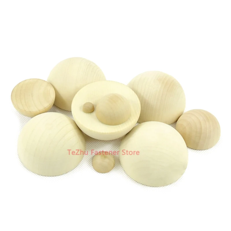 10mm-90mm Diameter Half Wood Ball Natural Logs Handmade Wooden Round Beads DIY 10 12 15 18 20 25 30 35 40 45 50 60 70 75 80 90mm