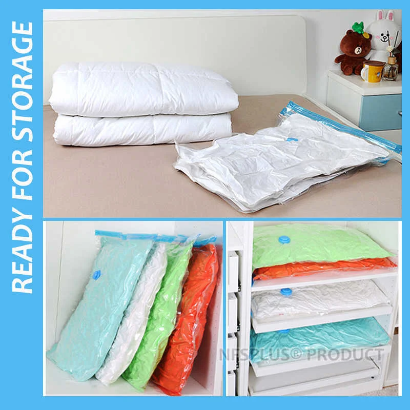 Vacuum Compression Bag For Cloth 40x60 60x80 PE PET Transparent Folding Wardrobe Under Bed Organizer Compressed Storage Bags