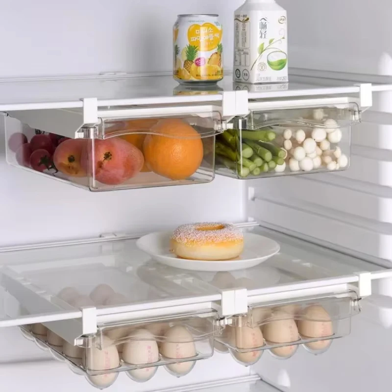 Fridge Organizer Fruit Egg Refrigerator Storage Rack Under-shelf Refrigerator Drawer Box Fresh-keeping Kitchen Organizer