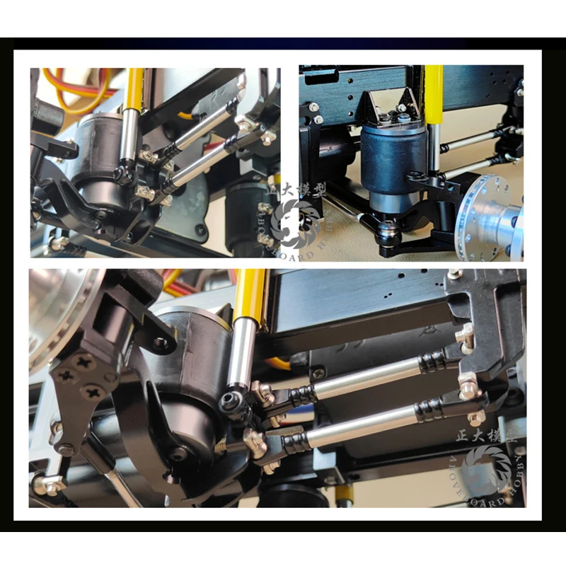 Simulation Air Suspension System Airbags Center Tie Rod Set for 1/14 Tamiya RC Truck Tipper Scania 770S MAN Volvo Model Car