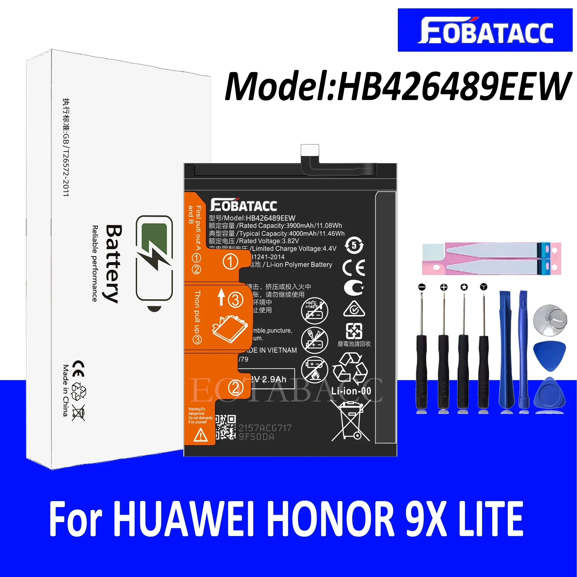 EOTABACC 100% New Original Battery HB426489EEW For HUAWEI Y8P 2020 /Y8 Prime 2020/10S/Enjoy 10S /Honor Play 4T ProBattery +Tools