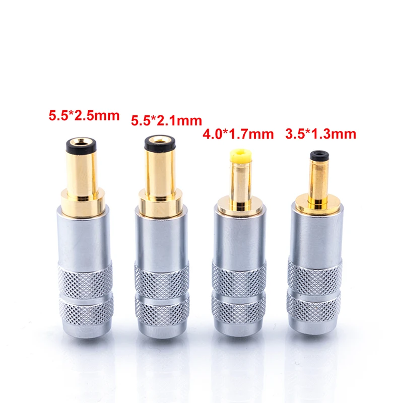 Copper Plated Gold 5.5 X 2.5 / 5.5 X 2.1 / 4.0 X 1.7 / 3.5 X 1.3 DC Power Plug Jack Male Weld Connector for Linear Power Output