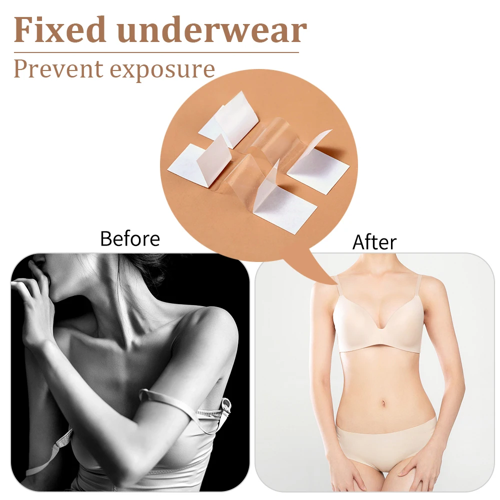 50pcs Anti-SLIP ที่มองไม่เห็นปลอดภัย Body เทปกาวผ้าเทปสองด้านสติกเกอร์ผิว Bra ปลอดภัย Strip CLEAR ชุดชั้นในเทป