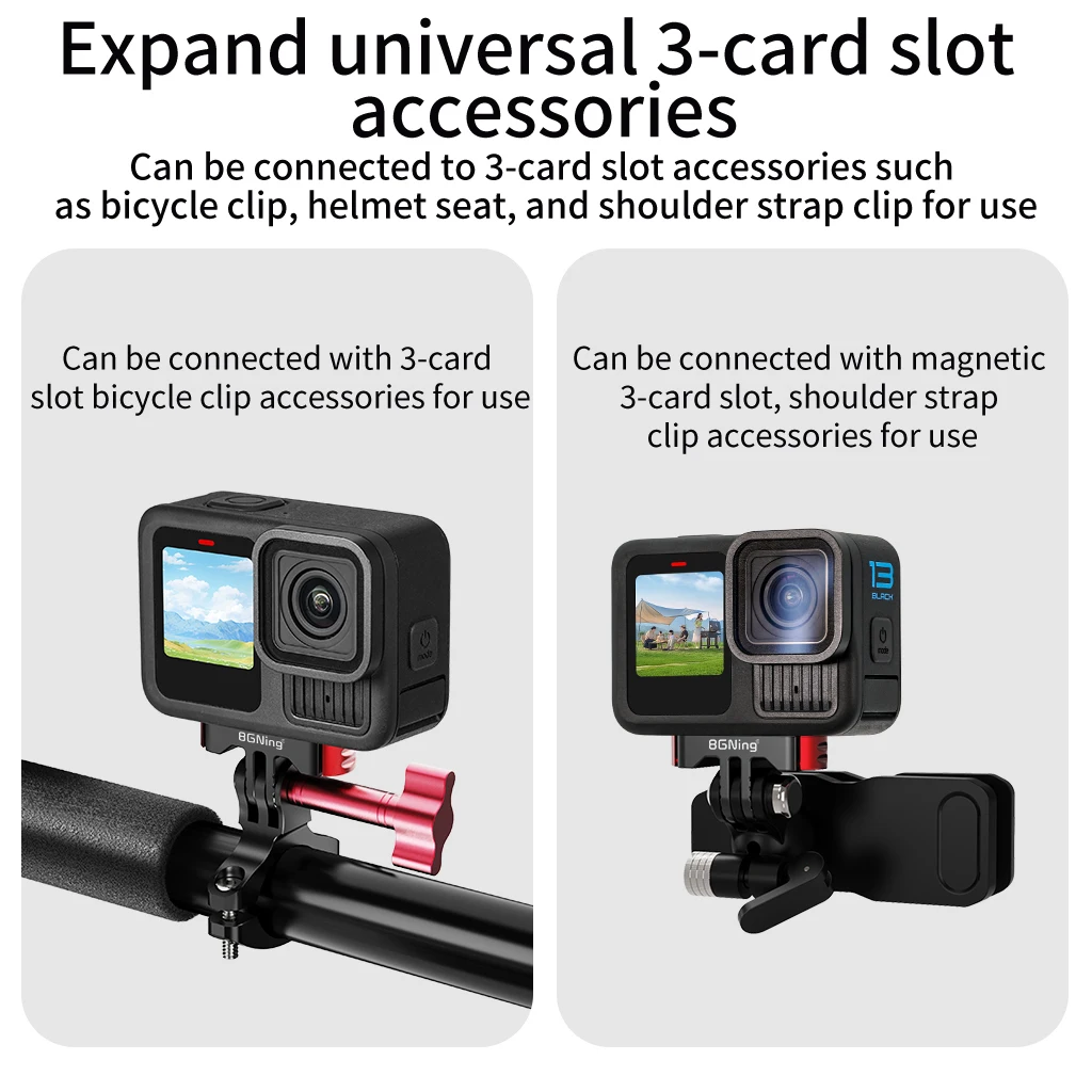 Schnellverschluss-Basisklemme mit M5-Rändelschraube für GoPro Hero 13 12 11 10, Ersatzhalterung, N52-Magnet, rutschfest, 1/4 Zoll Stativadapter – Detail 2