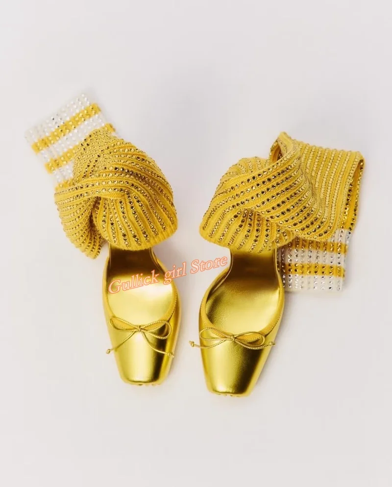 Red Knit Square Toe Boots Cut Out Stiletto Thin High Heel Elastic Fabric Runway 2026 Summer Women Boots Handmade Hot Sale Shoes view 6