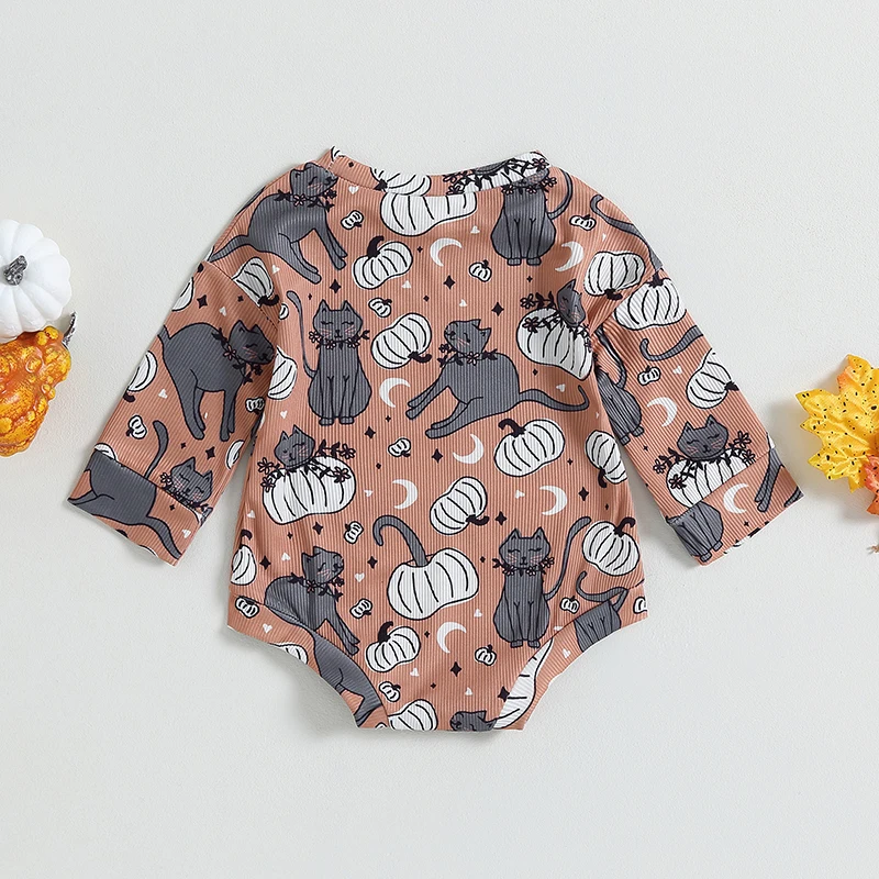 

Adorable Pumpkin Patch Halloween Costume for Baby Boys and Girls Soft Cotton Romper with Ghost Print for Infants