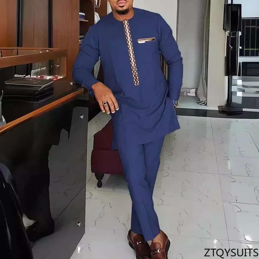 New Dashiki Men's Suit, White Round Neck Long Sleeve, Luxury Brand Men's Suit, Casual Slim Fit, Men's Suit, Wedding Evening Suit