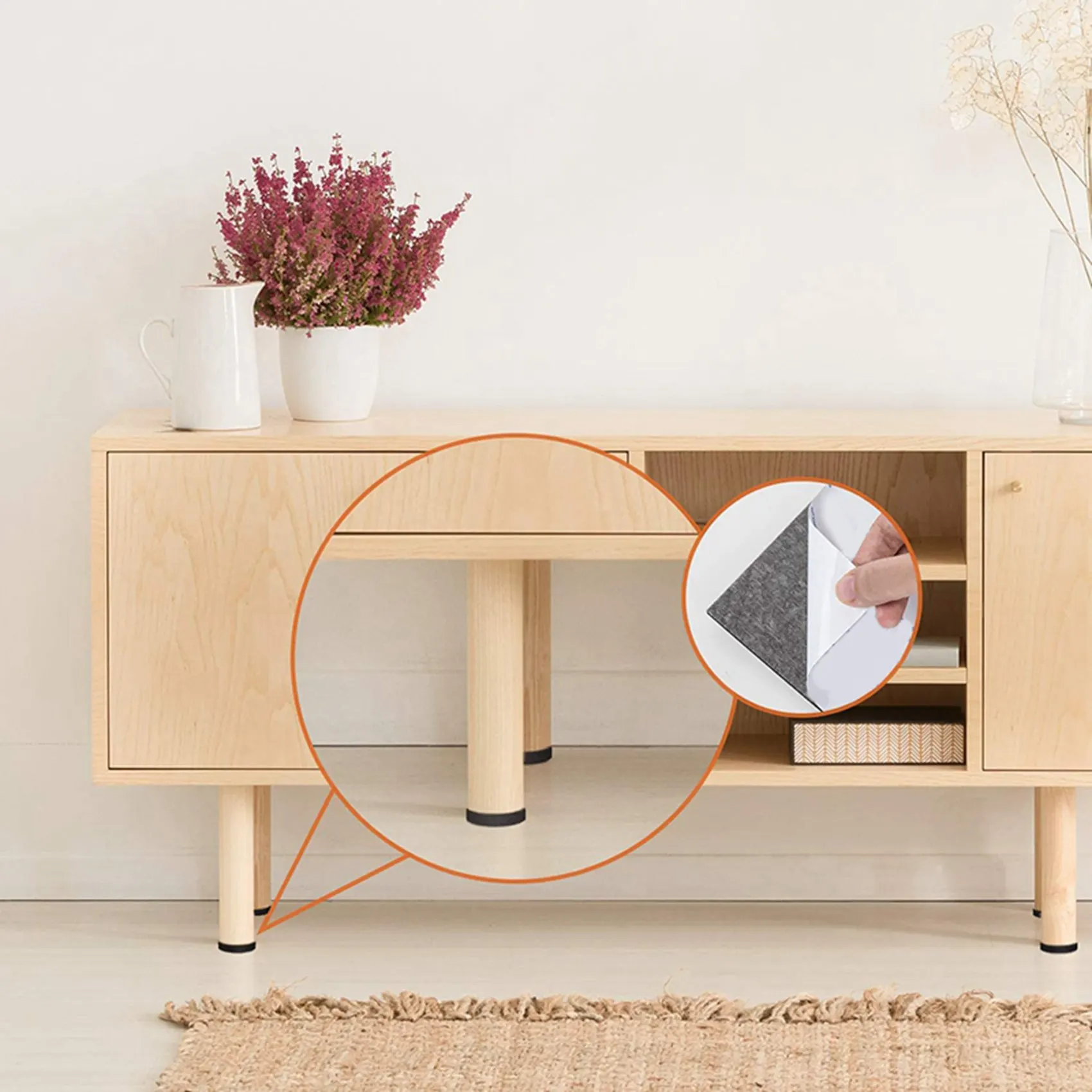 A19F-18 stuks 8 inch x 6 inch x 1/5 inch meubelviltjes zelfklevend, snijdbare vilten stoelkussens, anti-kras vloer