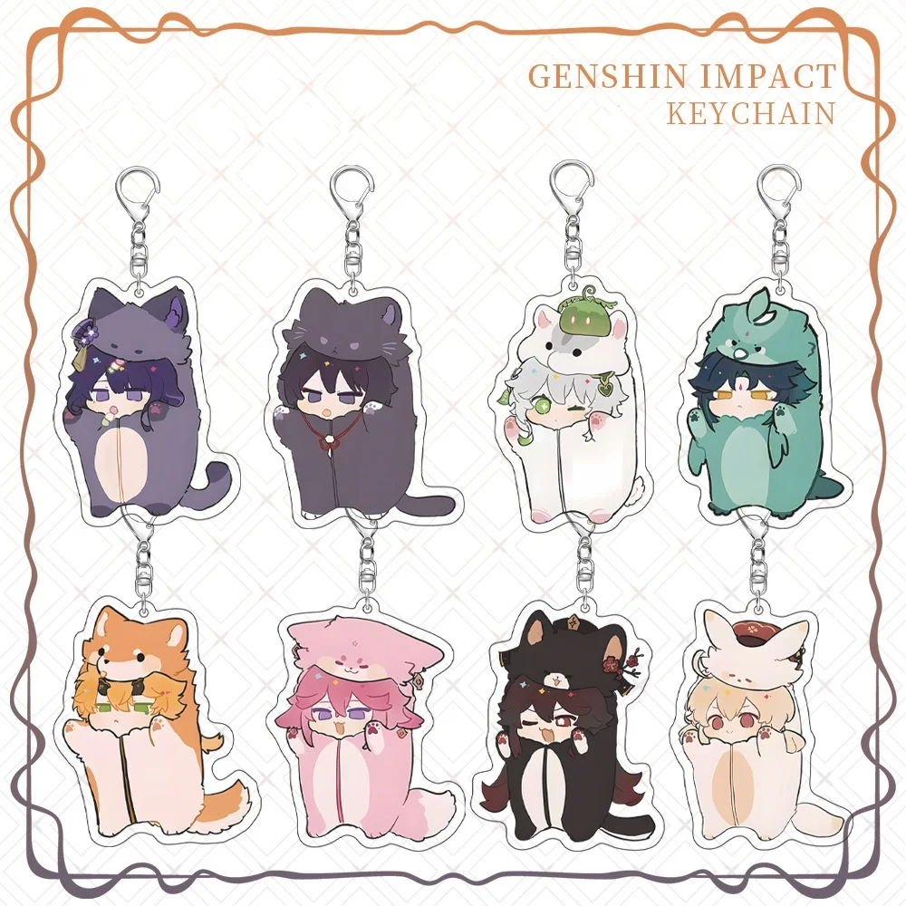 

New Game Genshin Wanderer Tartaglia Keychain Anime Cartoon Cute Mini Animal Pendent Keyring Backpack Jewelry Badge Cosplay Gift