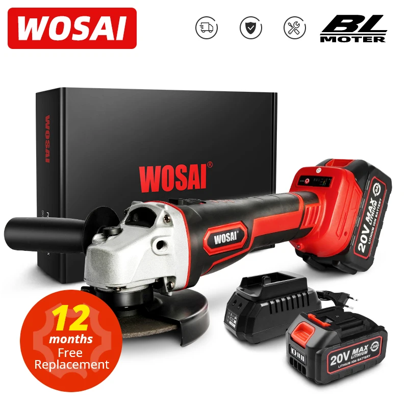 WOSAI MT Series 20V Brushless Angle Grinder Lithium-Ion Battery Cordless Angle Grinder Machine Cutting Electric Power Tools