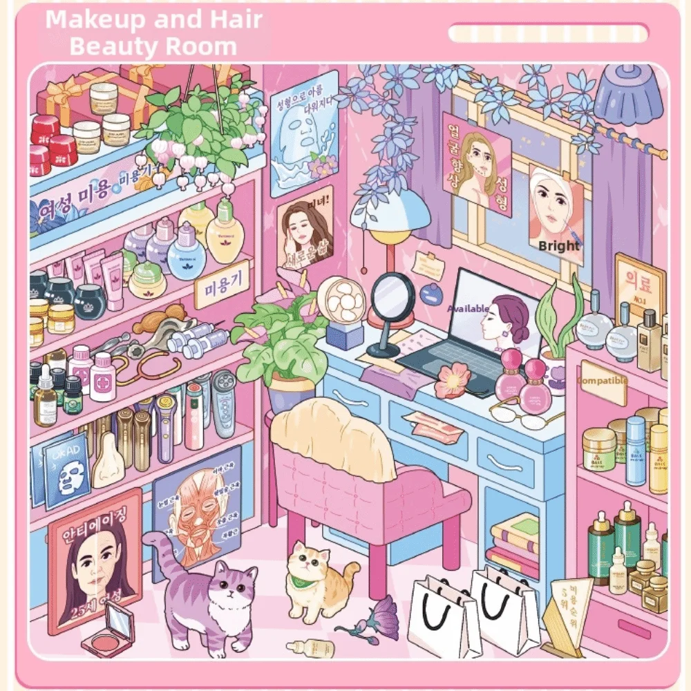 Shop Theme Miniature Scene Sticker PET Die-cut Stationery Scene Sticker Book Jewelry Clothing 10 Scenes 3D Mni Cabin Stickers