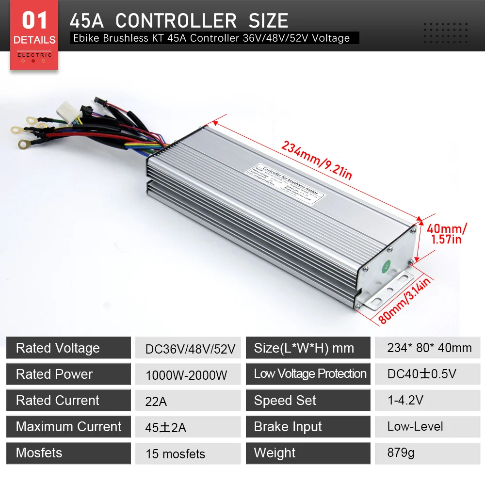 36 فولت 48 فولت 52 فولت 2000 واط 45A KT موجة جيبية فرش السيارات تحكم LCD3 عرض PAS عدة ل دراجة سكوتر كهربائية E-الدراجة إصلاح #3