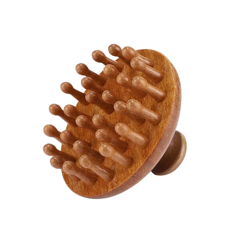 Sandalwood Massage Comb with Finger Ring Wooden Meridian Comb Full Body Scalp Massager Anti-Static Guasha Tool for Relaxation