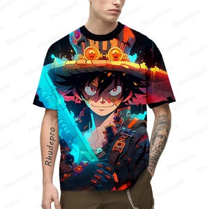 Herren 3D Anime T -Shirt, Luffy -Shirt, japanischer Harajuku, Kurzarm, Cosplay -Bluse, beliebte Kleidung, 1 Stück 8 Hauptverkauf Luffy Dressrosa Shirt - №7