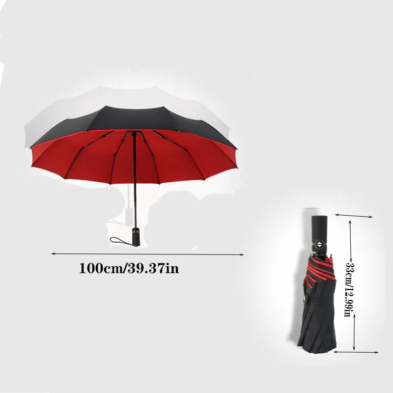 10 bone double layered fully automatic umbrella for men and women, large size business umbrella for both sunny and rainy use, re