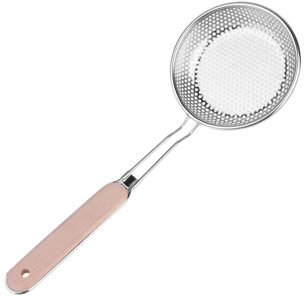 

Stainless Steel Oil Control Skimmer 14Cm Wood Handle Perforated Strainer For Fried Food Vegetables Wonton Kitchen