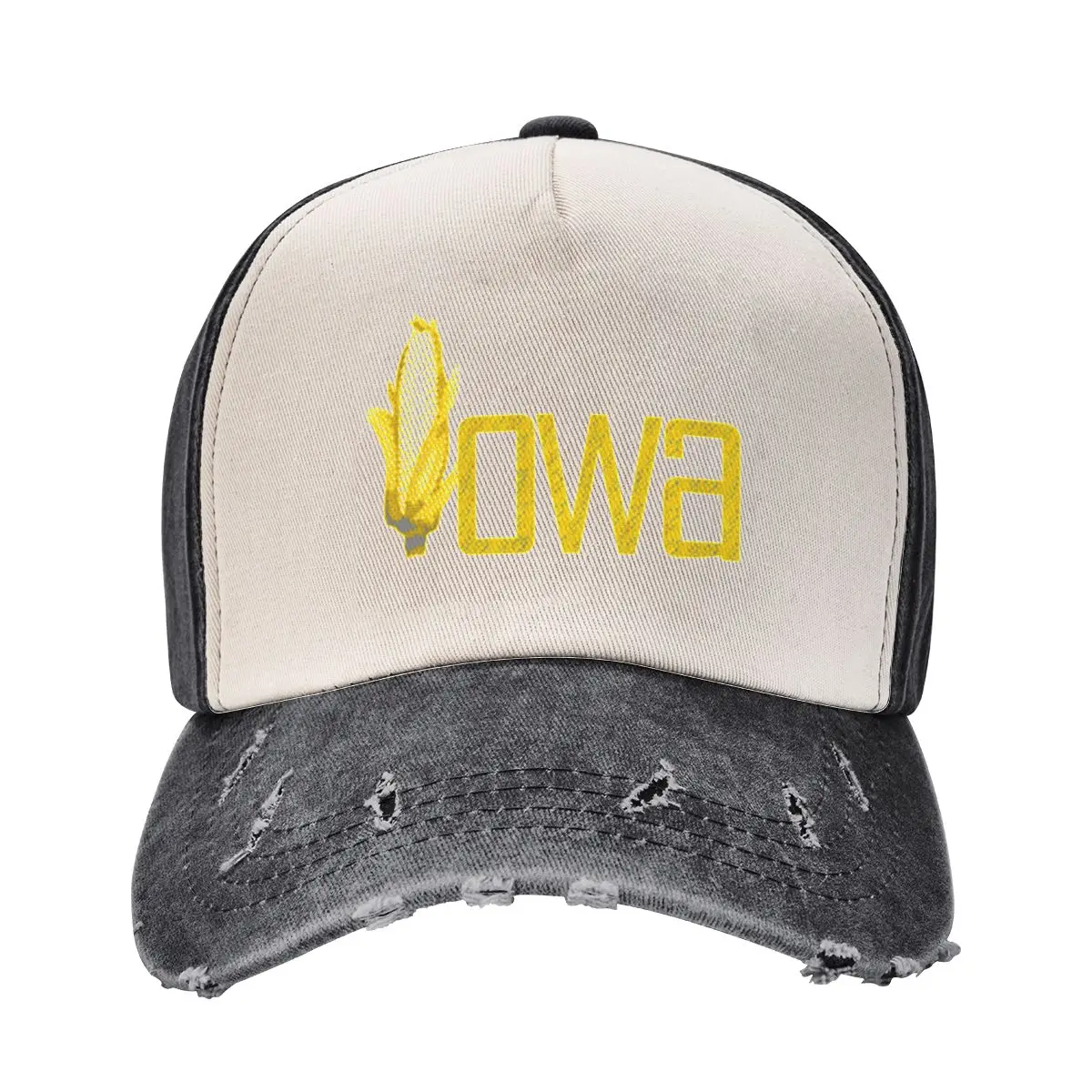 Iowa Corn - Iowa font yellow State of Native corncob popart Baseball Cap