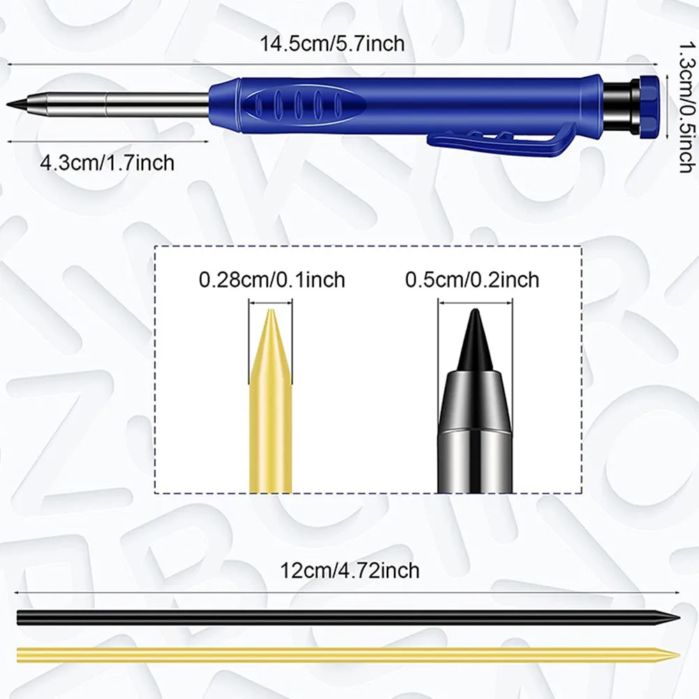 Woodworking Marker Glass Cutting Jewelry Dividing Marker Solid Carpenter Pencil Set With Built-in Sharpener Deep Hole Mechanical