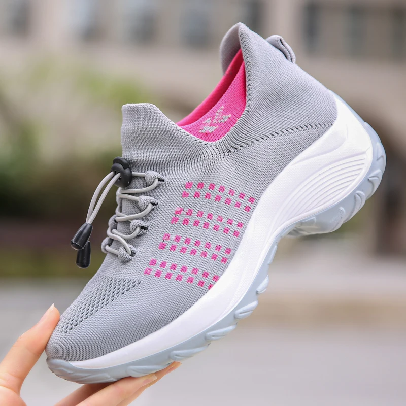 

Shoes for Women Mesh Sneakers Fashion Breathable Vulcanized Shoes Women's Plus Size Socks Running Hiking Light Shoes Casual