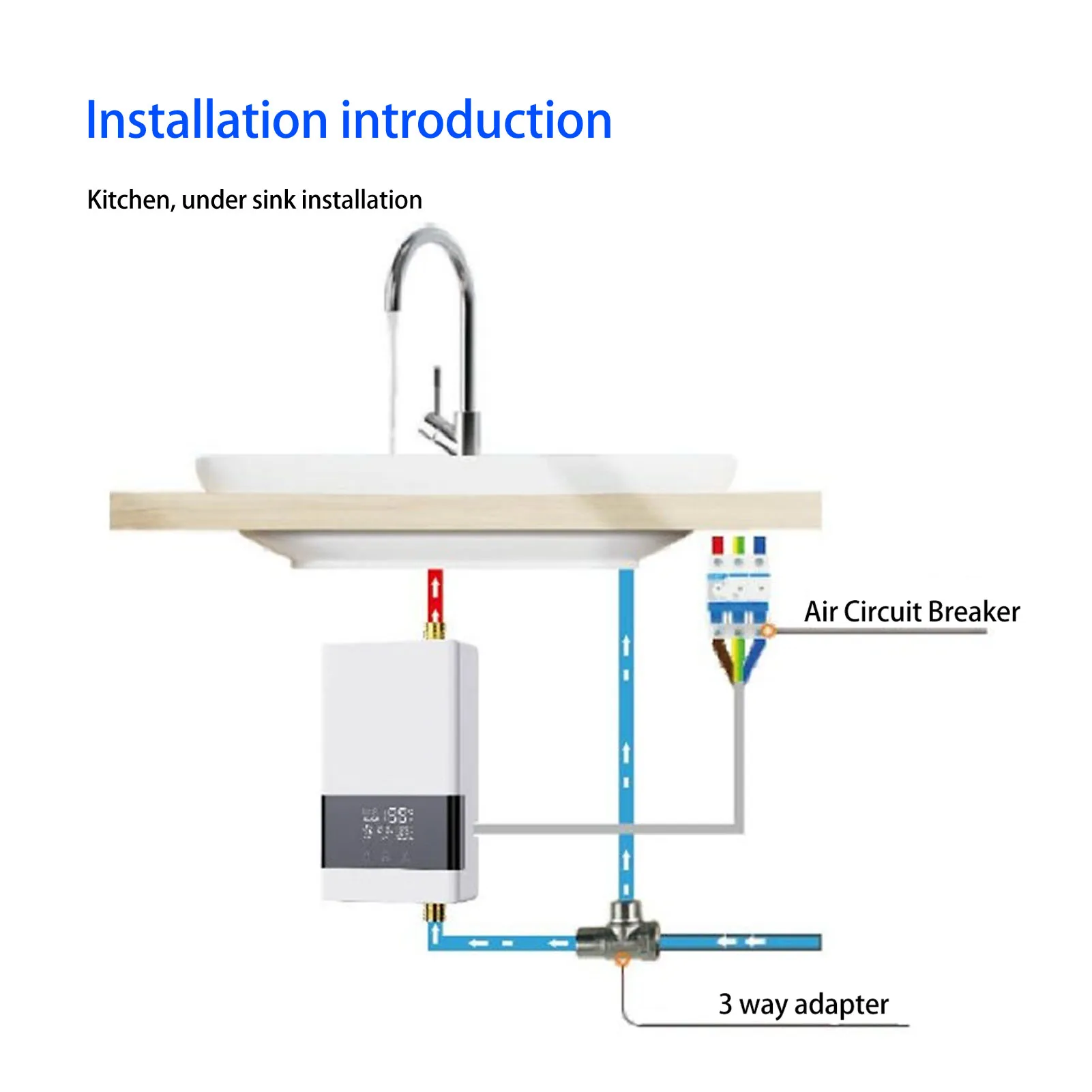 インスタントホット 6000 ワット電気タンクレス給湯器タッチディスプレイ自動一定温度簡単マウント