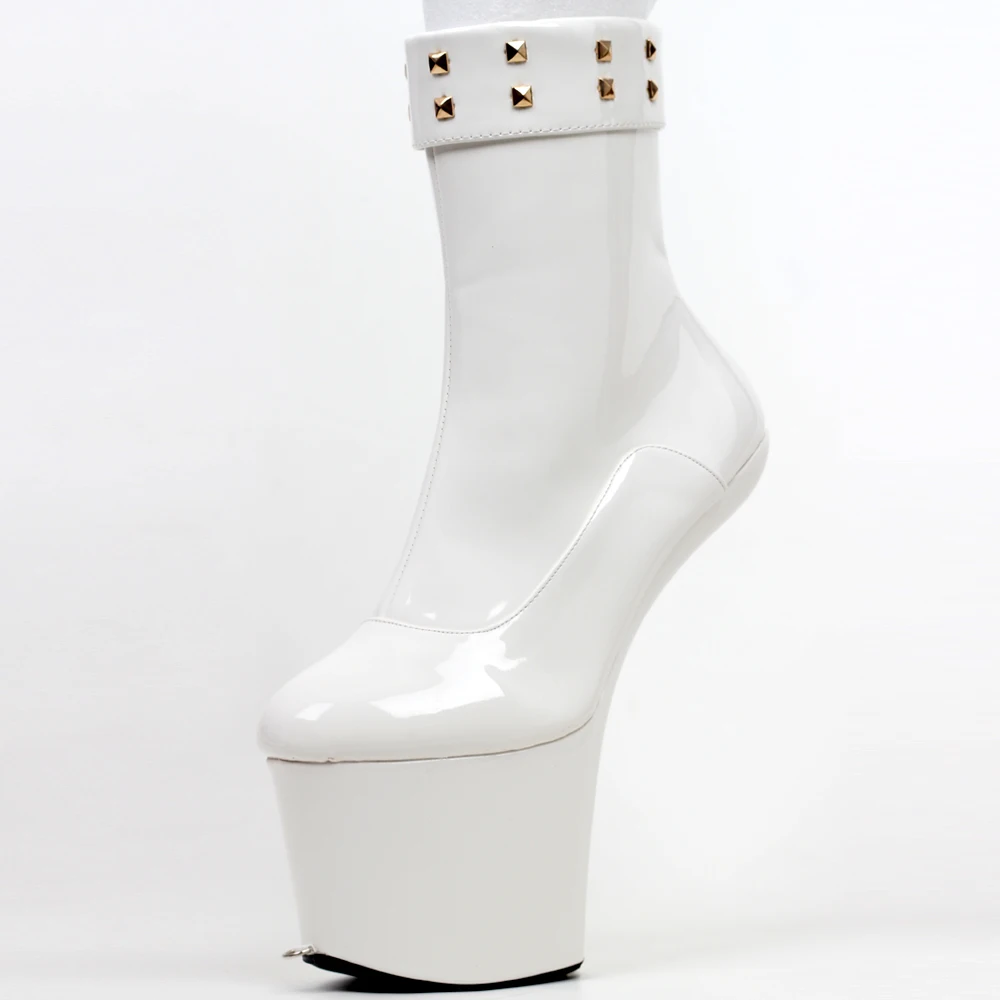 JIALUOWEI 8inch High Heel Fetish Ponyplay lockable zip Ankle Boots
