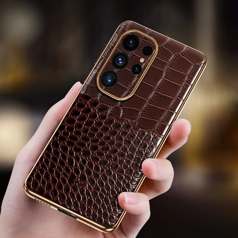 Etui na telefon z prawdziwej skóry bydlęcej do Samsung Galaxy S 24 S23 S24 Ultra S21 S22 Plus S21 FE 5G Note 20 Ultra Luxury Back Cover