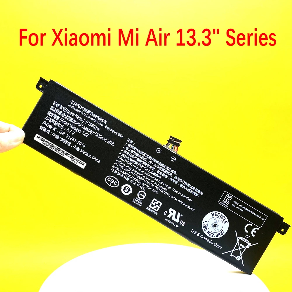 Batterie d'ordinateur portable pour Xiaomi Mi Air, R13B01W, série 13.3 ", R13B02W, batterie de tablette PC, 7.6V, 39WH, 5230mAh, haut, nouveau