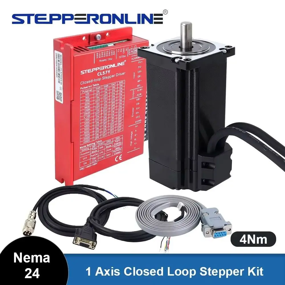 STEPPERONLINE 4Nm Nema 24 Closed Loop Stepper Motor 5A with Nema24 Hybrid Servo Driver CL57Y V2.0 CNC Kit