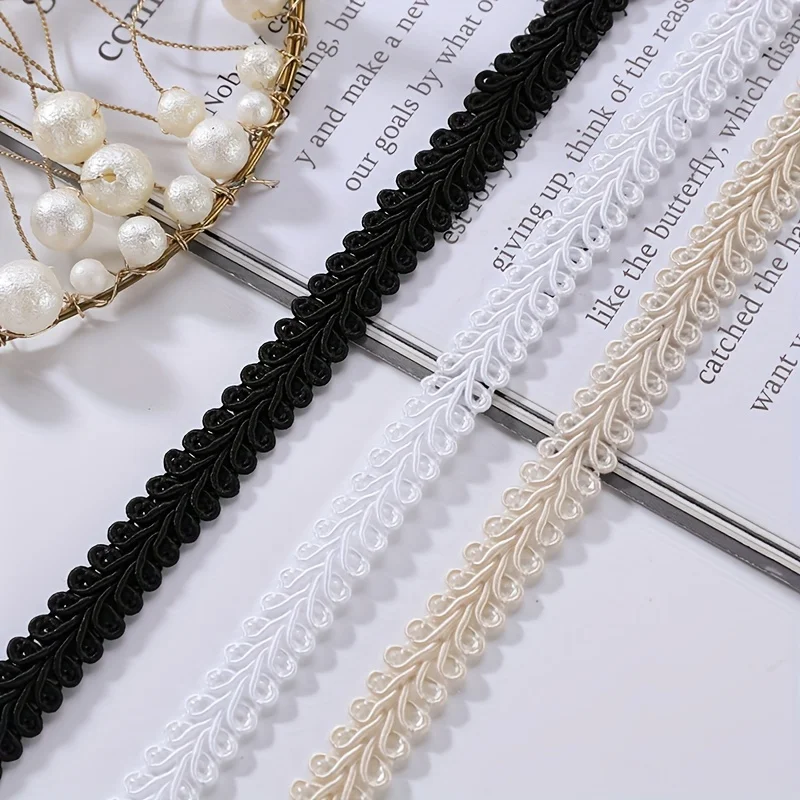 5m/16.4ft Each pack 1.2cm Wide Curtain Centipede Lace Curved Wave Trim handmade DIY craft sewing trims ribbons hat curtain decor