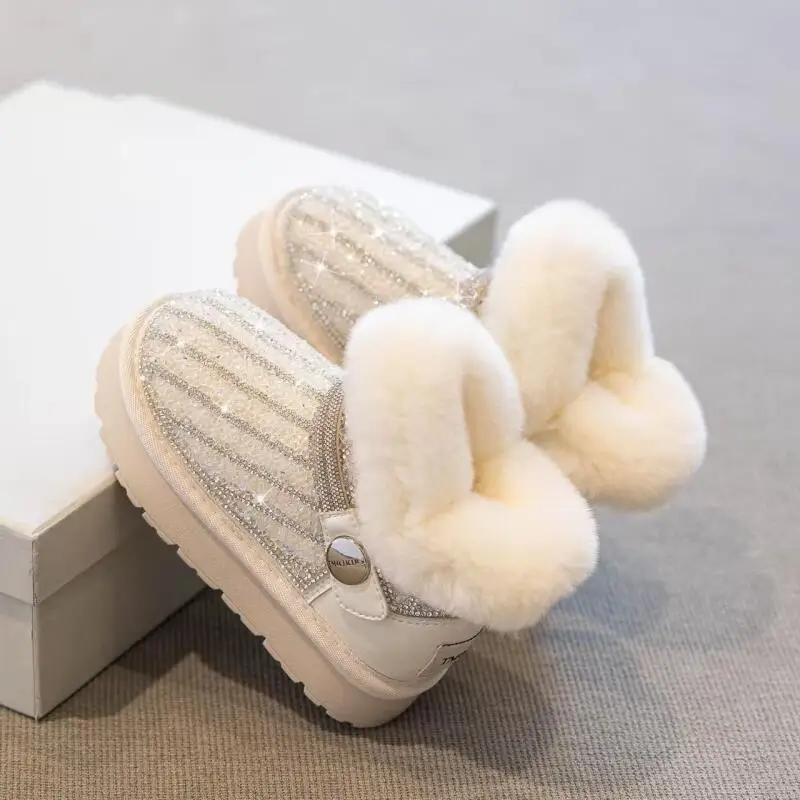 

Girl Cotton Boots Autumn Winter New Children Cotton Shoes Velvet Thicken Princess Boots Keep Warm Thicken Children's Shoes