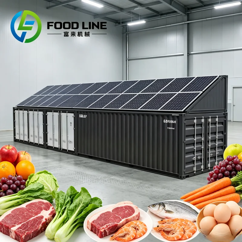 Container Type Solar Frozen Chamber Seafood Processing Plant Batch Storage Solar Cold Room Storage FL Customized