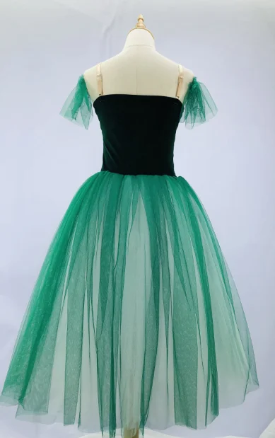 子供用バレエスカート-ロングパフィー-白鳥の湖-バレエパフォーマンス衣装-大人用-グリーンダイヤモンドスカート-ダンスウェア-ビッグスイングロングスカート