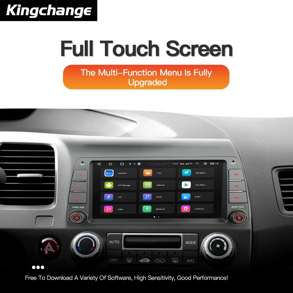 Kingchange Android 14 8 "2 Din سيارة الوسائط المتعددة راديو ستيريو لهوندا سيفيك 8 FK FN FD 2005 - 2012 CarPlay Auto GPS WIFI 360 SWC