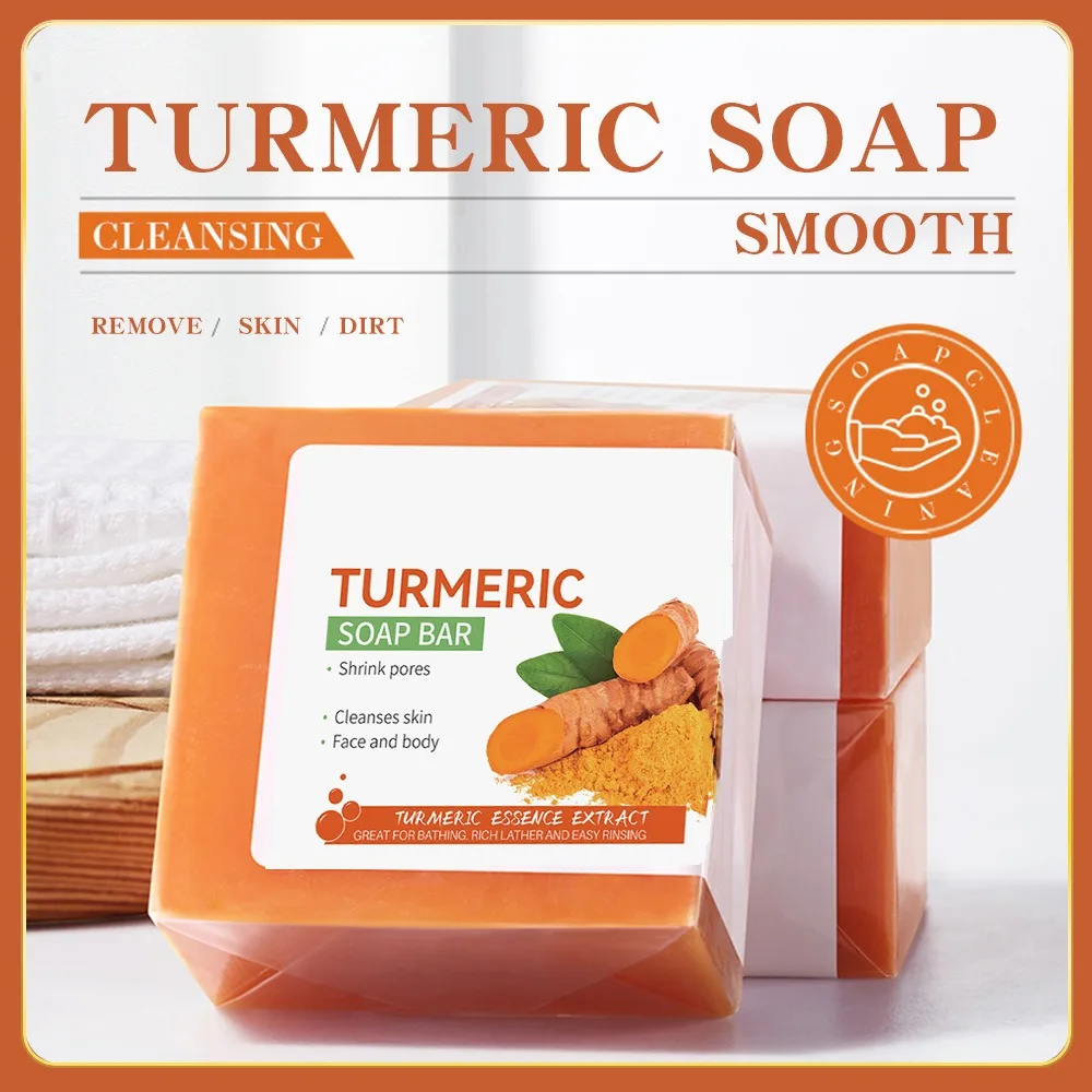 

Hand Made Turmeric Soap Body Cleaning Lightening Dark Underarm Leg Body Cleansers Brightening Face Soap Tender Skin Care Beauty