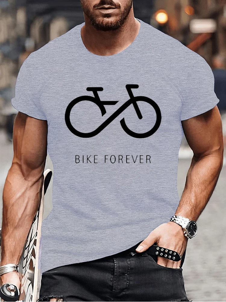 Bike Forever Funny Basic T-Shirt for Men Fashion Casual Clothing Crewneck Short Sleeve Breathable Tshirt Hip Hop Streetwear Tees