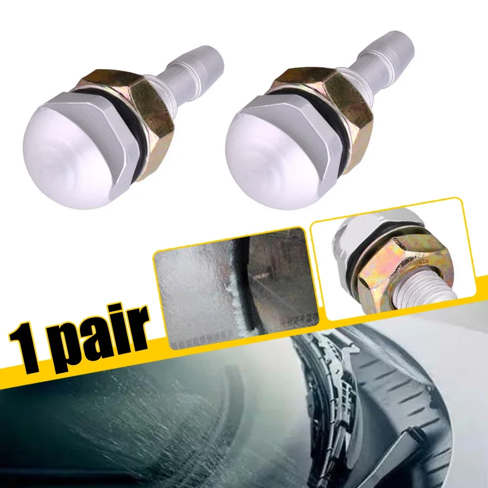 2× Silver Universal Car Auto Aluminum Front Window Windshield Sprayer Washer Nozzle Jet Vehicle Accessories