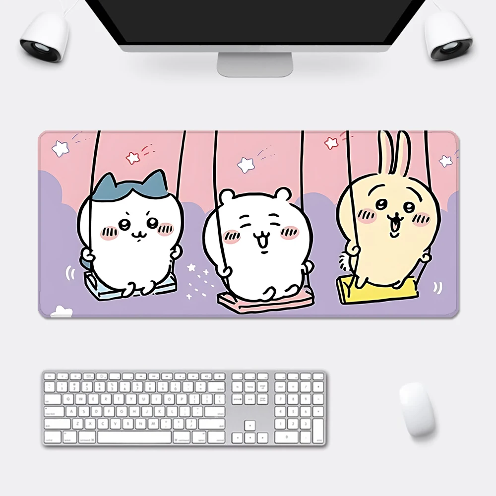 Cute Anime Chiikawas Mousepad HD Printing Computer Gamers Locking Edge Non-slip Mouse Pad XXL90x40cm Keyboard PC Desk Pad