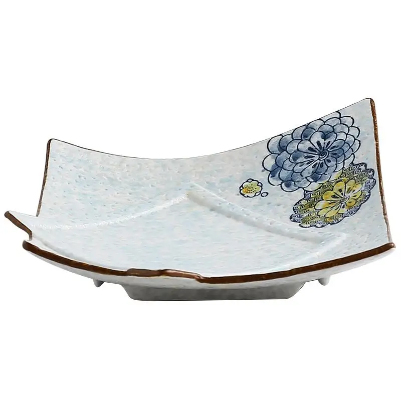 8-inch Fruit Plate Irregular Ceramic Platter Heart-shaped Multi-lattice with Lid Snacks Melon Seeds Snack